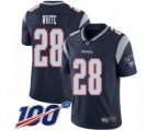 New England Patriots #28 James White Navy Blue Team Color Vapor Untouchable Limited Player 100th Season Football Jersey
