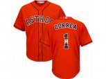 Houston Astros #1 Carlos Correa Authentic Orange Team Logo Fashion Cool Base MLB Jersey