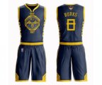 Golden State Warriors #8 Alec Burks Authentic Navy Blue Basketball Suit Jersey - City Edition