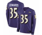 Baltimore Ravens #35 Gus Edwards Limited Purple Therma Long Sleeve Football Jersey