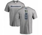 Seattle Seahawks #91 Jarran Reed Ash Backer T-Shirt