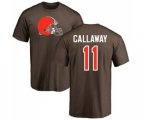 Cleveland Browns #11 Antonio Callaway Brown Name & Number Logo T-Shirt