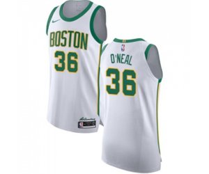 Boston Celtics #36 Shaquille O\'Neal Authentic White Basketball Jersey - City Edition