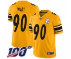 Pittsburgh Steelers #90 T. J. Watt Limited Gold Inverted Legend 100th Season Football Jersey