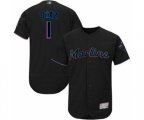 Miami Marlins Isan Diaz Black Alternate Flex Base Authentic Collection Baseball Player Jersey