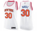 Women's New York Knicks #30 Julius Randle Swingman White Pink Fashion Basketball Jersey