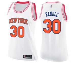 Women\'s New York Knicks #30 Julius Randle Swingman White Pink Fashion Basketball Jersey