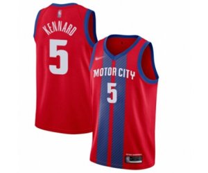 Detroit Pistons #5 Luke Kennard Authentic Red Basketball Jersey - 2019-20 City Edition
