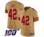 San Francisco 49ers #42 Ronnie Lott Limited Gold Inverted Legend 100th Season Football Jersey