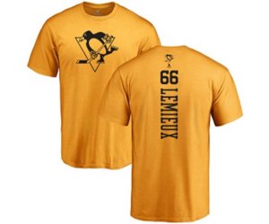 NHL Adidas Pittsburgh Penguins #66 Mario Lemieux Gold One Color Backer T-Shirt