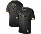 Philadelphia Phillies #4 Jimmy Foxx Authentic Black Gold Fashion Baseball Jersey