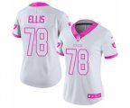 Women Oakland Raiders #78 Justin Ellis Limited White Pink Rush Fashion Football Jersey