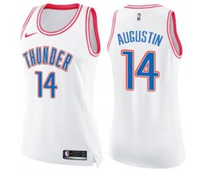 Women\'s Oklahoma City Thunder #14 D.J. Augustin Swingman White Pink Fashion Basketball Jersey