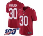 New York Giants #30 Antonio Hamilton Red Limited Red Inverted Legend 100th Season Football Jersey