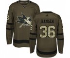 Adidas San Jose Sharks #36 Jannik Hansen Authentic Green Salute to Service NHL Jersey