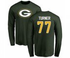 Green Bay Packers #77 Billy Turner Green Name & Number Logo Long Sleeve T-Shirt
