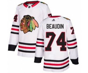 Chicago Blackhawks #74 Nicolas Beaudin Authentic White Away NHL Jersey