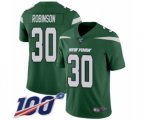 New York Jets #30 Rashard Robinson Green Team Color Vapor Untouchable Limited Player 100th Season Football Jersey
