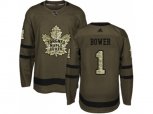 Toronto Maple Leafs #1 Johnny Bower Green Salute to Service Stitched NHL Jersey