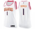 Women's Phoenix Suns #1 Devin Booker Swingman White Pink Fashion Basketball Jersey