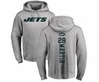 New York Jets #28 Curtis Martin Ash Backer Pullover Hoodie