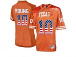 2016 US Flag Fashion-Men's Texas Longhorns Vince Young #10 College Football Throwback Jersey - Burnt Orange