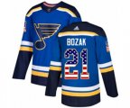 Adidas St. Louis Blues #21 Tyler Bozak Authentic Blue USA Flag Fashion NHL Jersey