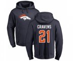 Denver Broncos #21 Su'a Cravens Navy Blue Name & Number Logo Pullover Hoodie