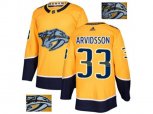 Nashville Predators #33 Viktor Arvidsson Yellow Home Authentic Fashion Gold Stitched NHL Jersey