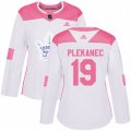Women Toronto Maple Leafs #19 Tomas Plekanec Authentic White Pink Fashion NHL Jersey