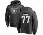 Oakland Raiders #77 Trent Brown Ash One Color Pullover Hoodie