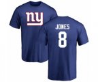 New York Giants #8 Daniel Jones Royal Blue Name & Number Logo T-Shirt