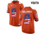 2016 US Flag Fashion Youth Clemson Tigers Wayne Gallman II #9 College Football Limited Jersey - Orange