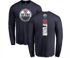 Edmonton Oilers #31 Grant Fuhr Navy Blue Backer Long Sleeve T-Shirt
