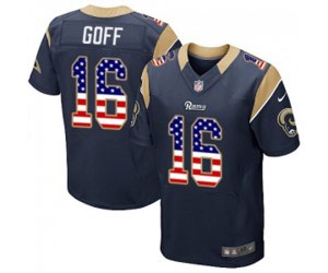Los Angeles Rams #16 Jared Goff Elite Navy Blue Home USA Flag Fashion Football Jersey