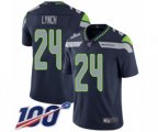 Seattle Seahawks #24 Marshawn Lynch Navy Blue Team Color Vapor Untouchable Limited Player 100th Season Football Jersey