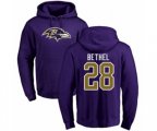 Baltimore Ravens #28 Justin Bethel Purple Name & Number Logo Pullover Hoodie