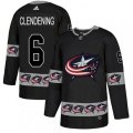 Columbus Blue Jackets #6 Adam Clendening Authentic Black Team Logo Fashion NHL Jersey