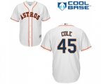 Houston Astros #45 Gerrit Cole Replica White Home Cool Base Baseball Jersey