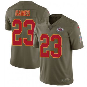 Kansas City Chiefs #23 Phillip Gaines Limited Olive 2017 Salute to Service NFL Jersey