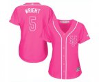 Women's New York Mets #5 David Wright Authentic Pink Fashion Cool Base Baseball Jersey