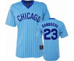 Chicago Cubs #23 Ryne Sandberg Authentic Blue White Strip Cooperstown Throwback Baseball Jersey