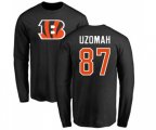 Cincinnati Bengals #87 C.J. Uzomah Black Name & Number Logo Long Sleeve T-Shirt