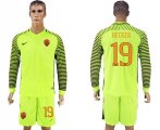 2017-18 Roma 19 BECKER Fluorescent Green Long Sleeve Goalkeeper Soccer Jersey