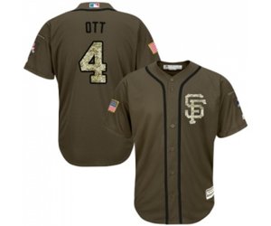 San Francisco Giants #4 Mel Ott Authentic Green Salute to Service Baseball Jersey
