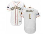 Houston Astros #1 Carlos Correa White FlexBase Authentic 2018 Gold Program Stitched Baseball Jersey