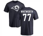 Los Angeles Rams #77 Andrew Whitworth Navy Blue Name & Number Logo T-Shirt