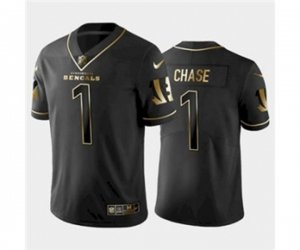 Cincinnati Bengals #1 Ja\'Marr Chase Black Golden Edition Stitched Football Jersey