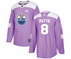 Edmonton Oilers #8 Ty Rattie Authentic Purple Fights Cancer Practice NHL Jersey