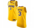 Los Angeles Lakers #3 Anthony Davis Authentic Gold Basketball Jersey - Icon Edition